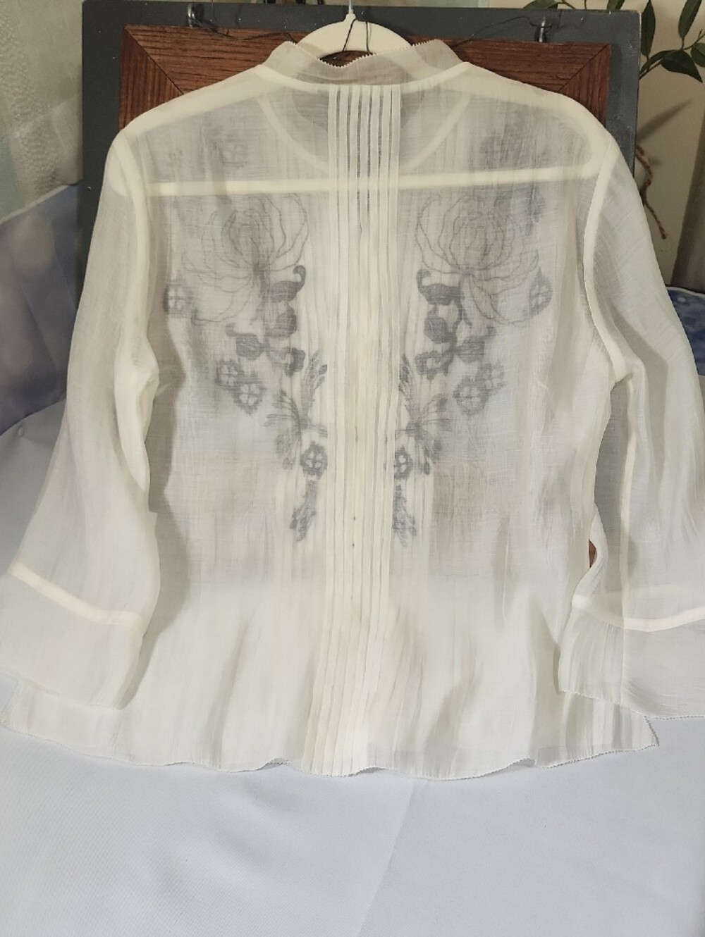 NIC+ZOE Cream Button-Front Blouse with Brown & Black Floral Embroidery - Picture 9 of 16